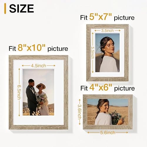 Vittanly 15 Pack Picture Frames Collage Wall Decor, Multi Sizes Including 3pcs 8x10, 6pcs 5x7 and 6pcs 4x6 Photo Frames, Gallery Frame Set for Wall or Tabletop Display, Light Wood thumbnail 3