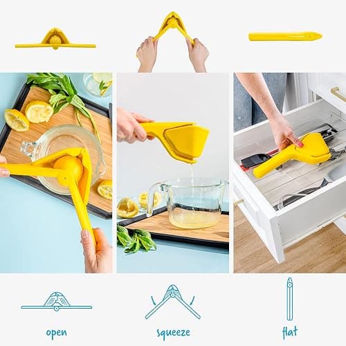 Dreamfarm Fluicer Fold-Flat Citrus Juicer - Lemon Easy, manual fresh lemon juice squeezer with pip catcher, suits lemons and limes, compact storage, 10" | Space-saving storage, gets every last drop thumbnail 4