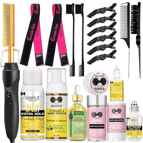 Hot Comb Hair Straightening Brush with Adjustable Settings, Fast Heating for Wigs and Black Hair, Professional Anti-Scald, Auto Shut-Off - Image 1