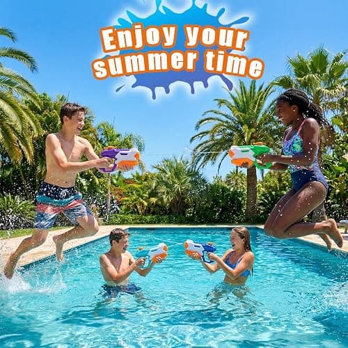ZEBNYYA 5 Pack Water Gun for Kids Adults - Long Range Super Water Blaster Soaker Squirt Gun, Summer Outdoor Toy for Boys Girls Swimming Pool, Beach, Yard, Water Fighting Play Party thumbnail 6