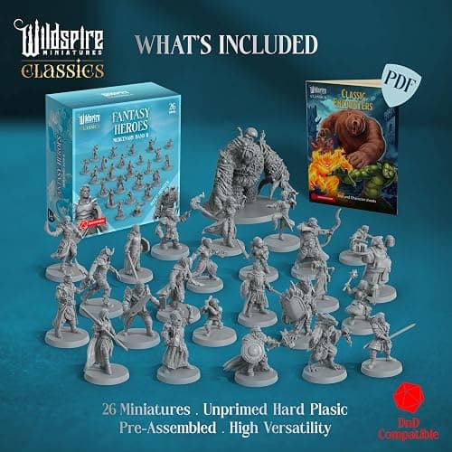 Classic Heroes - Mercenary Band II - 26 Paintable Characters for DND Miniatures Bulk I 28mm Dungeons Dragons D&D Miniatures I DND Minis D&D Figures Dungeons Dragons Figures Pathfinder Compatible thumbnail 3
