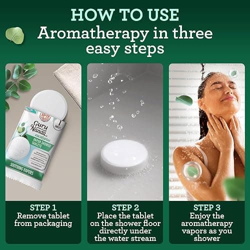 GuruNanda Eucalyptus Vapor Shower Tablets, Clean-Dissolving Aromatherapy Shower Steamers with Eucalyptus & Menthol, Promotes Relaxation, Ideal for Gifting, 10 Count thumbnail 6