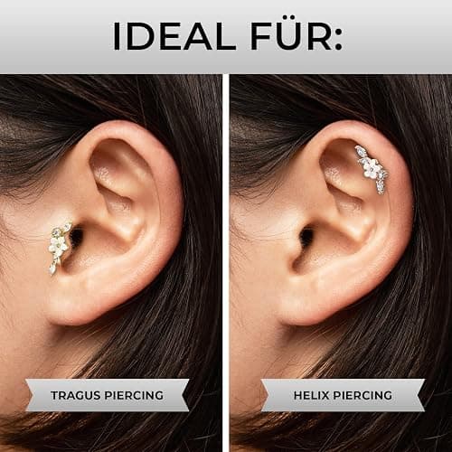 Stachelkleid Blume Perlmut Zirkonia Helix Ohrring Piercing Ohr Barbell Chirurgenstahl 316L thumbnail 4