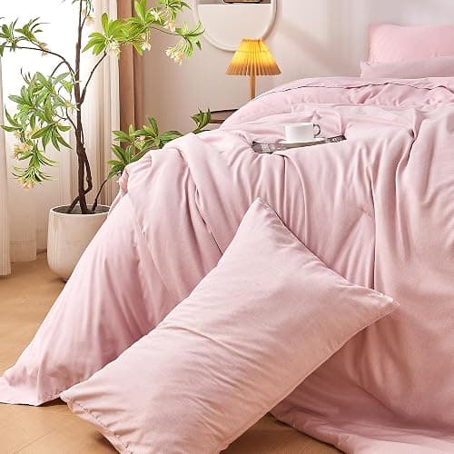 DECMAY Pink Twin Comforter Set for Girls 5 Piece Bed in a Bag Twin | Cationic Dyeing, Soft Lightweight Twin Bedding Set with Sheets, Pillowcase, Pillow Sham, All Season Bed Set for Girls thumbnail 7