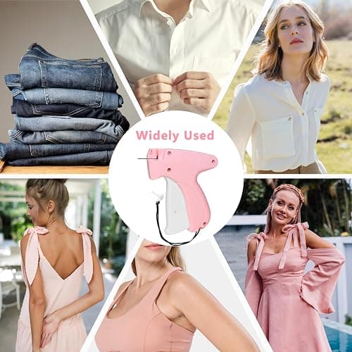 Stitch Tag Gun for Clothes,Micro Mini Stitch Gun No-Sew,Price Tagging Gun,Handheld Hem Gun for Clothing,Fabric Stapler,Quick Sticky Fixer,Temporary Sewing Gun,6 Needle,2000 Fasteners(Black+White)-Pink thumbnail 6
