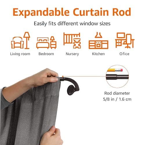 Amazon Basics Room Darkening Blackout Curtain Rod - 28" to 48", Dark Bronze (Espresso) thumbnail 5