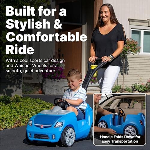 Step2 Whisper Ride II Buggy Kids Push Car, Ride On Toy, Stroller Substitute, Includes Seat Belt & Horn, Made of Durable Plastic, Max Weight 50 lbs., For Toddlers 1.5-4 Years Old, Blue thumbnail 4