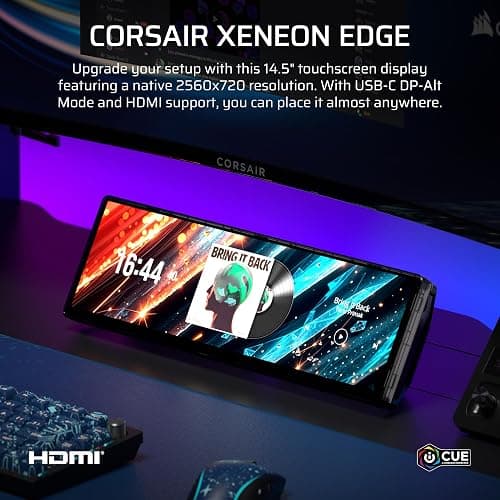 Corsair XENEON Edge 14.5" 2K Portable LCD HDMI USB C Touchscreen – Smoke | 2560 x 720, 60Hz, AHVA, USB C DP Alt Mode, Internal and External Mounting, 5-Point Multi-Touch, iCUE, for Windows PC thumbnail 2