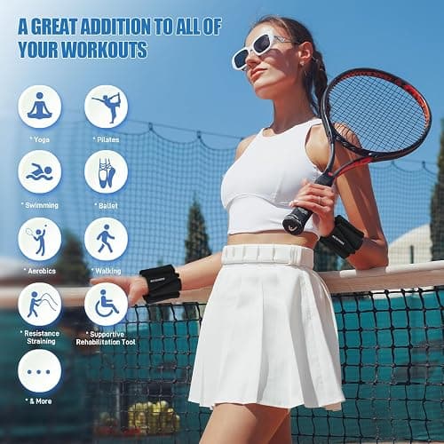 BECOJADDE Ankle Weights Set of 2 (1 lb/2 lb/3 lb Each) Adjustable Wrist Weights for Women Men Wearable Arm Leg Weight for Pilates, Running, Walking, Workout, Yoga thumbnail 6