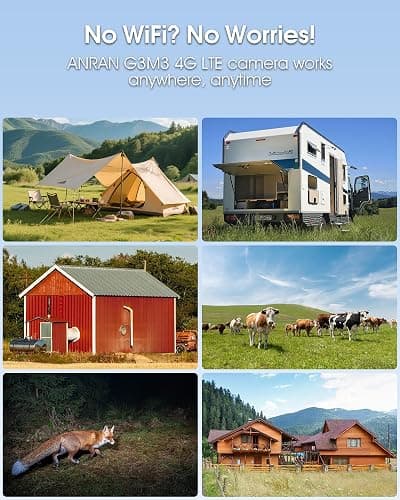 ANRAN 4G LTE Cellular Solar Security Camera Wireless Outdoor No WiFi Needed | 2K Color Night Vision Built-in SIM 37 Days Trial Subscription Needed PIR Motion Detection Alert 2-Way Audio for Farm Barn RV thumbnail 3