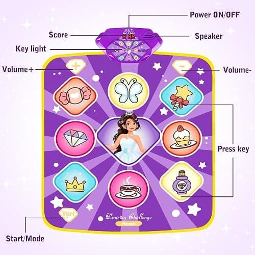Dance Mat Toys for Kids, Purple Princess Electronic Dance Pad Game with 5 Gaming Modes, Dance Toys with LED Lights, Built-in Music, Ideas Christmas Birthday Gifts for 5+ Year Old Toddler Girls thumbnail 4