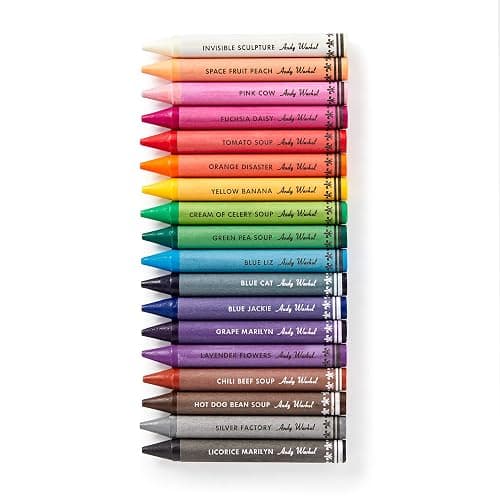 Mudpuppy Andy Warhol Inspired Extra Thick Crayons and Sharpener Set in Soup Can Shaped Tin, Pink,Yellow thumbnail 3