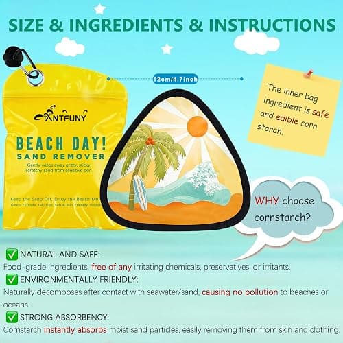 Triangle Sand Remover for Beach Cleaner Eraser Essential Wipe Off Mitt Duster Brush Cup Holder Game Toy Cruise Ship Summer Vacation Must Have Hawaii Travel Honeymoon Gift for Family Beach Towel thumbnail 2