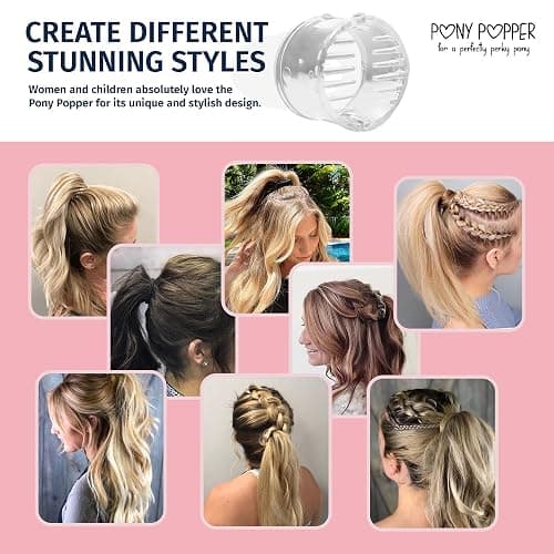 Pony Popper Clip – High Ponytail Holder for Full, Voluminous Styles, Versatile Accessory for All Hair Types, Ponytail Volumizer for Thick & Long Hair, Fancy Accessories for Women, Clear Pony Popper thumbnail 6