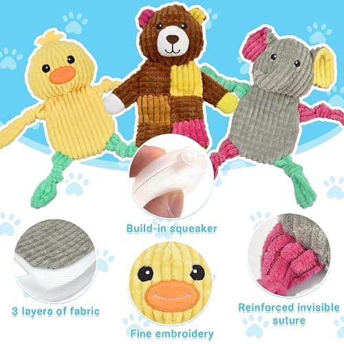 LECHONG 5Pcs Squeaky Dog Toys, Large Crinkle Dog Toys for Large Medium and Small Dogs, Puppy Toys to Keep Them Busy Great Value Dog Toy Bundle thumbnail 2