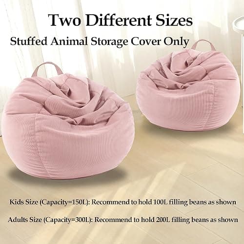 LPMOERA Stuffed Animal Storage Bean Bag Chair Cover (No Filler) for Kids and Adults.Pets Dogs/Cats Lazy Beds.Soft Premium Corduroy Stuffable Bean Bag for Organizing Children Plush Toys or Memory Foam thumbnail 3