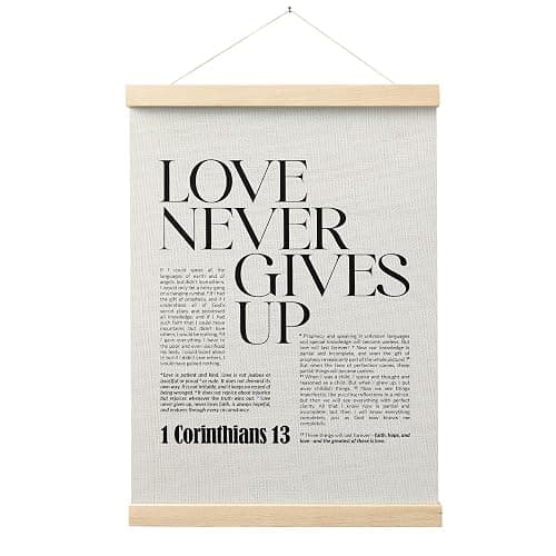 FGFK Christian 1 Corinthians 13 Wall Art Poster Hanger Frame, Bible Verses Wall decor, Black and White Religious Scripture Canvas Prints Framed Wall Decor for Home Office Church, 12x16 Inch - Image 1