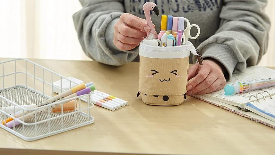 Friinder Telescopic Pencil Bag Pen Holder Pop Up Stationery Case, Stand-up Retractable Transformer Bag Standing Organizer, Great for Christmas Holiday New Year Office Bag thumbnail 5