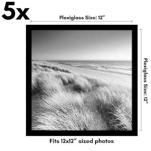 Americanflat 12x12 Picture Frame with Polished Plexiglass - Set of 5 - Galleria Collection - Square Frames for Wall Display - Black thumbnail 3