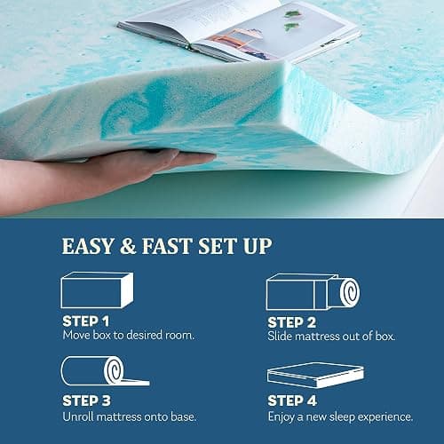 EGO Topper 3 Inch Full Memory Foam Mattress Topper, Gel Foam Mattress Topper for Pressure Relief, Ventilated Design Bed Topper in a Box, CertiPUR-US Certified, Medium thumbnail 6