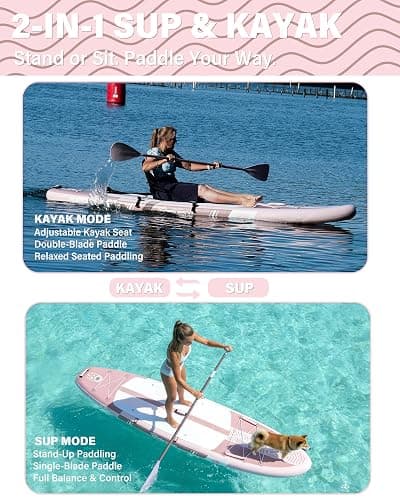 TIGERXBANG Inflatable Paddle Board with Kayak Seat, 11'x34 Wide SUP Board for Adults 500lbs Capacity, Blow Up Stand Up Paddle Board with Accessories, Perfect for Lakes, Rivers & Ocean, Blue thumbnail 3