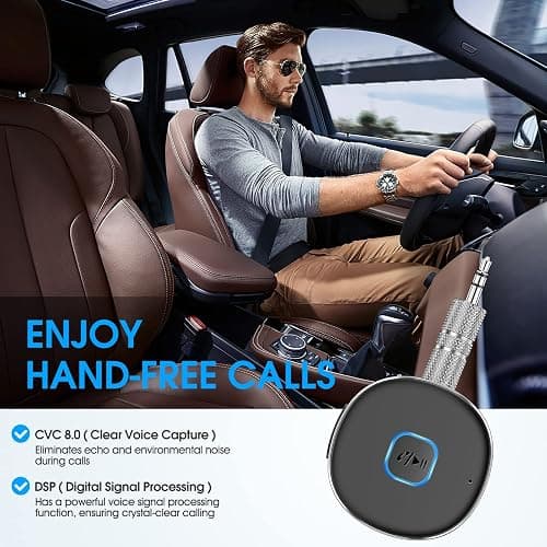 Bluetooth Receiver, LAICOMEIN Portable 3.5mm Aux Car Adapter, Bluetooth Wireless Audio Receiver for Car/Home Stereo/Wired Headphones/Speaker, 16H Battery Life thumbnail 5