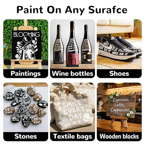 Guangna Dual Tip White Acrylic Paint Markers, Brush & Fine Tip, Direct Liquid Ink System White Permanent Pens for Fabric, Plastic, Rock Painting, Wood, Glass, Ceramic, Canvas, Stone, DIY Crafts thumbnail 9