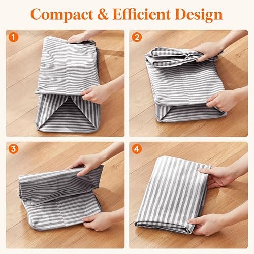 Lifewit 75L Large Collapsible Laundry Hamper, Tall Foldable Dirty Clothes Baskets Waterproof, Freestanding Design with Easy Carry Handles in Dorm Bedroom Bathroom College, Grey thumbnail 7