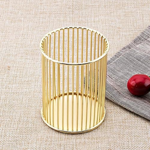 POCOSER Gold Pen Holder for Desk, Metal Pencil Holders Makeup Brushes Cup for Preppy Room Decor Office Home Bedroom School Organizer Toothbrush Holder Gold Decor Aesthetic Gift Accessories thumbnail 8
