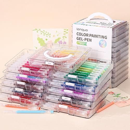 languo Gel Pens for Adult Coloring Books, 99 Colors Set Gel Colored Pens Marker, Perfect Gel Pens for Adult Drawing Doodling Journaling, Art Supplies and DIY Crafts thumbnail 3