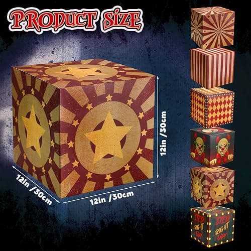 Tenceur 6 Pcs Large Halloween Creepy Carnival Decorations Circus Clown Box Outdoor Decorations Horror Circus Party Boxes Carnival Circus Theme Party Decorations for Horror Haunted House Supplies thumbnail 3