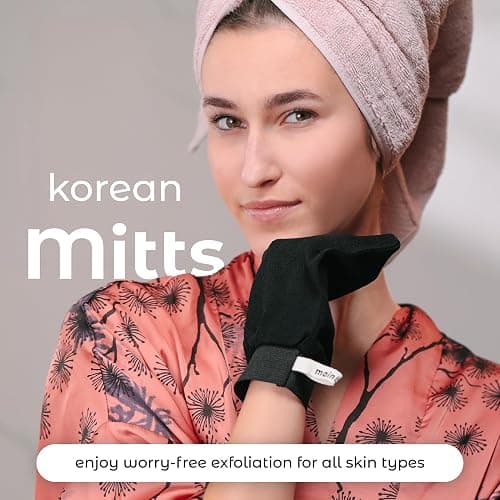 MainBasics Exfoliating Gloves for Shower – Korean Body Scrub Mitts for Dead Skin, Deep Cleansing, Spray Tan Prep & KP Treatment (2 Pack) thumbnail 3
