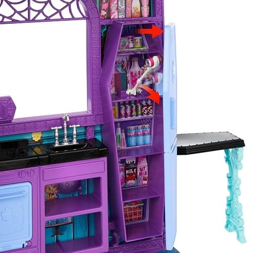 Monster High Boo-tique Hotel Doll House, Foldable Playset with Spooky Surprises in Every Room and 13+ Pieces Including Furniture and Accessories thumbnail 3