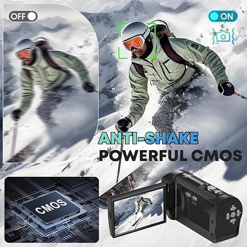 Gcasio 2.7K Video Camera Camcorder QHD 56MP YouTube Vlogging Camera Webcam 16X Digital Zoom with 32G SD Card 270 Degree Rotation Screen Camcorders and 2 Batteries Recording While Charging thumbnail 5
