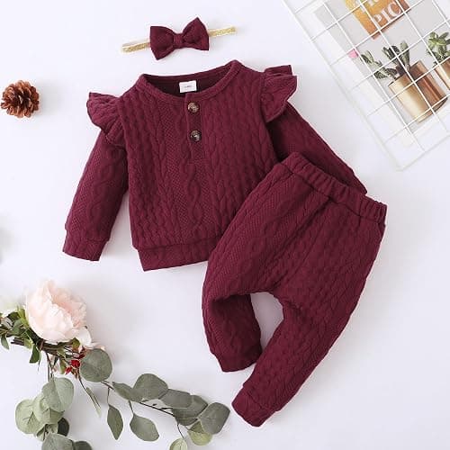 Mioglrie Toddler Baby Girl Clothes Fall Winter Sweatsuit Newborn Sweatshirt Sweat Pant Sets Outfits Infant Girls Clothing thumbnail 2