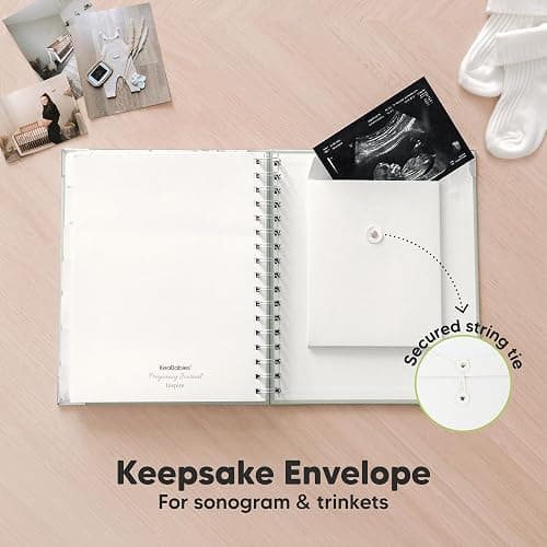 Pregnancy Journal for First Time Moms Gifts - 90 Pages Hardcover Pregnancy Memory Book, Beautiful & Cute Baby Book Keepsake, Ultrasound Baby Scrapbook, Mom To Be Gift (Sage) thumbnail 7