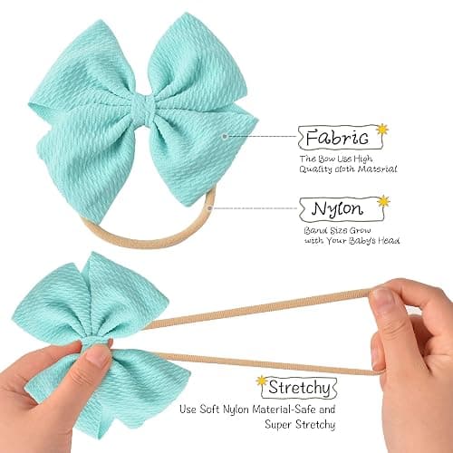 Prohouse 30 Pcs Hair Bows for Baby Girls, 4.5 In Baby Nylon Headbands | Soft Stretch Nylon Headbands, Gentle Fit for Newborns, Infants & Toddlers, Handmade Hair Accessories (Multicolors) thumbnail 2