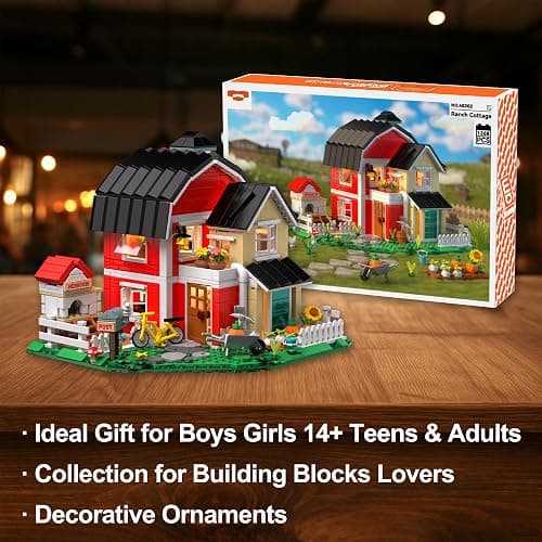 Farmhouse Building Set, Ranch Cottage Toy Buildings Blocks for Adults Kids | 1268PCS Modular Farm Barn Model Kits with LED Lights, Christmas Birthday Gift Office Home Decor for Boys Girls Teens 14+ thumbnail 7