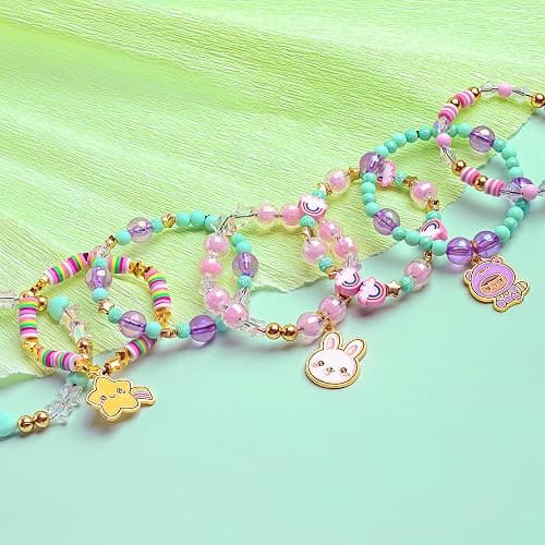 Fashion Angels Kawaii Cuties Bracelet Design Kit, Includes 10 Enamel Charms, Assorted Beads & Elastic String, Trendy DIY Jewelry Kit for Kids, Girls & Boys thumbnail 4