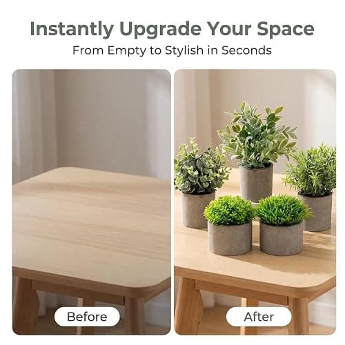 AUUGUU Artificial Potted Plants Faux Greenery in Cement Pots for Shelf, Bookshelf, Office or Home Decor, Small Decorative Fake Plants for Modern Indoor Display thumbnail 6
