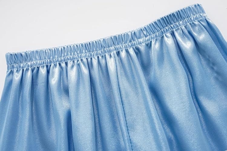 Vopmocld Big Kids Unisex Pjs Set Girls Boys Silk Pajama Sets Satin Clasic Sleepwear Long Sleeve 2 Pieces Button Down Nighty - 14 - Sky Blue thumbnail 6
