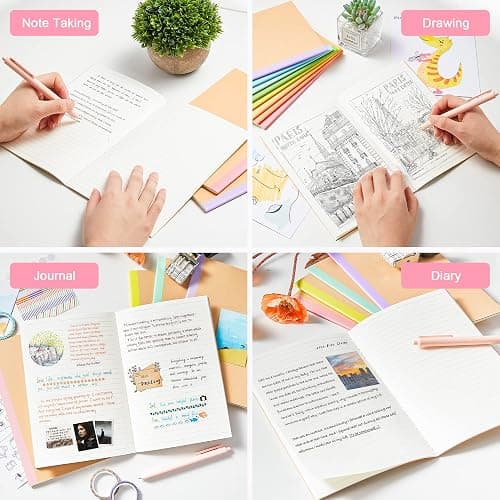 16 Pack Kraft Notebooks A5, Feela 60 Pages Lined Notepad Journal Bulk, Soft Brown Cover Multipack Notebooks for Students Travelers Writing Plans, Memos Office School Supplies, 14X21cm, 8 Pastel Colour thumbnail 6