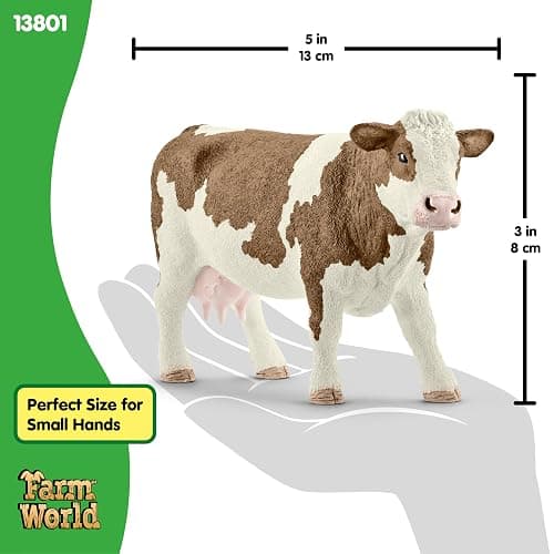 Schleich Farm World Simmental Cow Toy Figurine - Educational and Durable Farm Animal Toy Figure, Fun and Imaginative Play for Boys and Girls, Gift for Kids Ages 3+ thumbnail 3