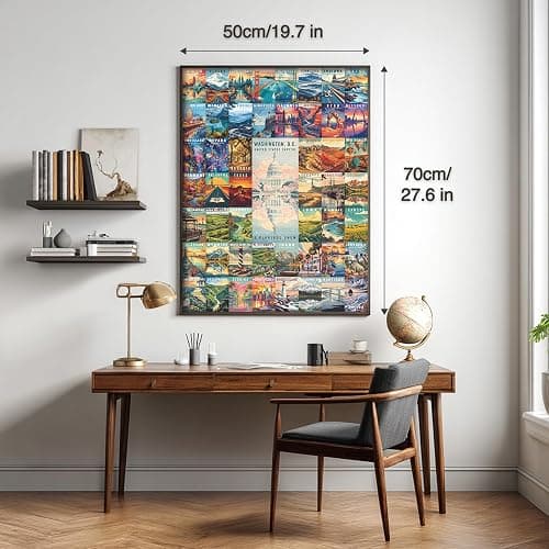 50 States & Washington, D.C. Jigsaw Puzzles for Adults 1000 Pieces, United States 1000 Piece Puzzle, Travel Poster Design of Family Puzzle,challenging Puzzle,USA States Puzzle thumbnail 3
