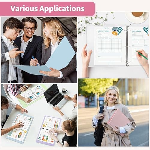 SUNEE 3 Ring Binder 1.5 Inch D Ring, Clear View Binder Three Ring PVC-Free (Fit 8.5x11 Inches) for School or Office Supplies, Pink, 1 Pack - Pink - 1.5 Inch thumbnail 6