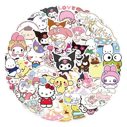 100pcs Hellokitty Kuromi Mymelody Stickers for Kids, Cute Sanrio Cartoon Waterproof Vinyl Decal for Teen Girl Adult Notebook Laptop Water Bottle Skateboard Guitar Travel Case Phone Bike thumbnail 4