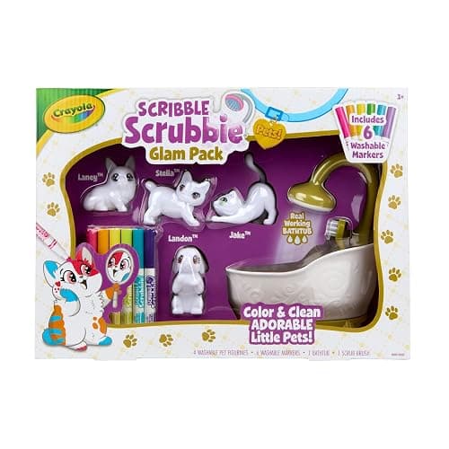 Crayola Scribble Scrubbies Glam Pack (4 Pets), Holiday for Kids, Washable Pet Care Toy, Coloring Animal Craft, Stocking Stuffer Toys for Girls & Boys, 3+ thumbnail 2