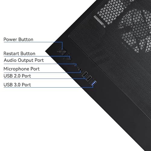 YAWYORE Gaming PC Desktop Computer AMD Ryzen 5 5600GT,16GB DDR4 3200MHz,1TB M.2 NVMe PCle4.0 Gen4,550W 80PLUS PSU,WiFi,Game Design Office Console,Sea View Room, Towers Prebuilt PC (Black) thumbnail 6