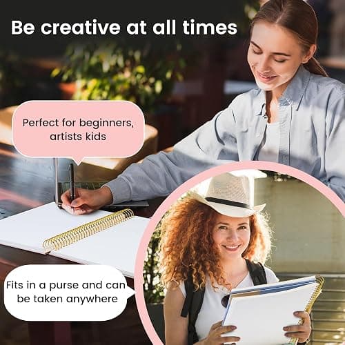 Hardcover Sketchbook for Drawing Spiral Sketch Book for Adult Kids 8.5 x 11 | 120 Sheets, 100gsm 68lb, Pink Large Spiral Bound Sketch Pad Premium Drawing Paper Book Artist's Sketchbook for Gift Ideas thumbnail 5