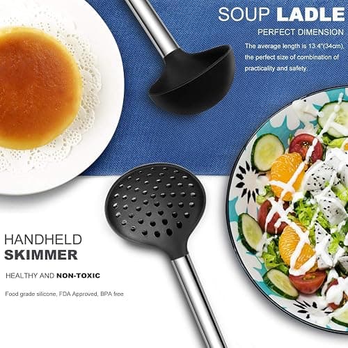 Kitchen Utensil Set-Silicone Cooking Utensils-33 Kitchen Gadgets & Spoons for Nonstick Cookware-Silicone and Stainless Steel Spatula Set-Best Kitchen Tools, Useful Pots and Pans Accessories thumbnail 4